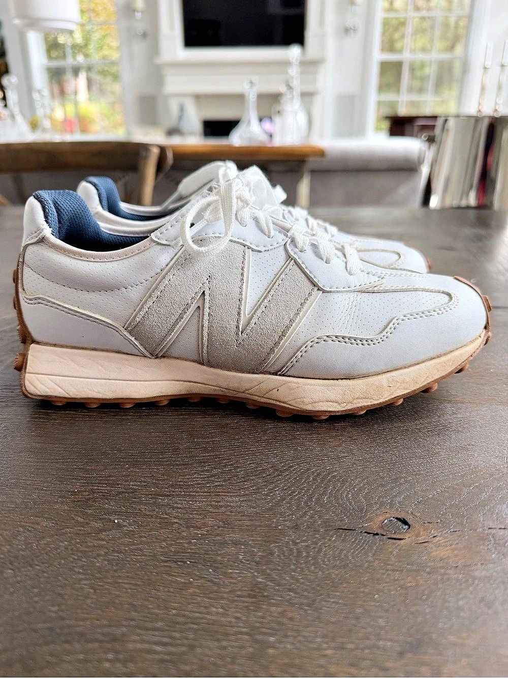 New Balance 574 White & Brown Sneakers